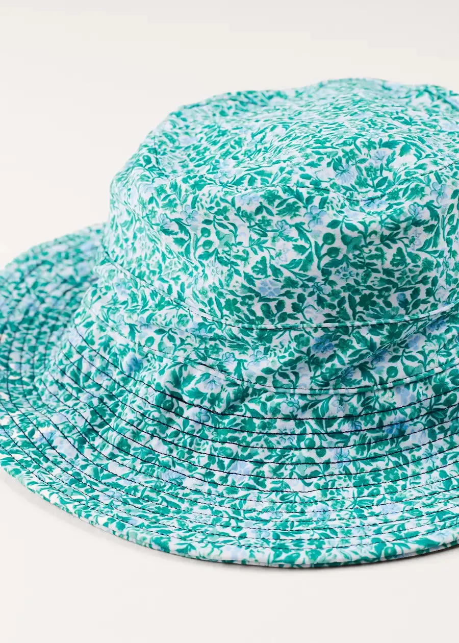 Adelaide Floral Beach Hat in Green (S-M)