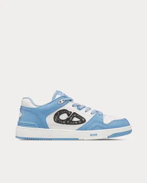 B57 Light Blue and White Smooth Calfskin with Beige and Black Dior Oblique Jacquard Low Top Sneakers