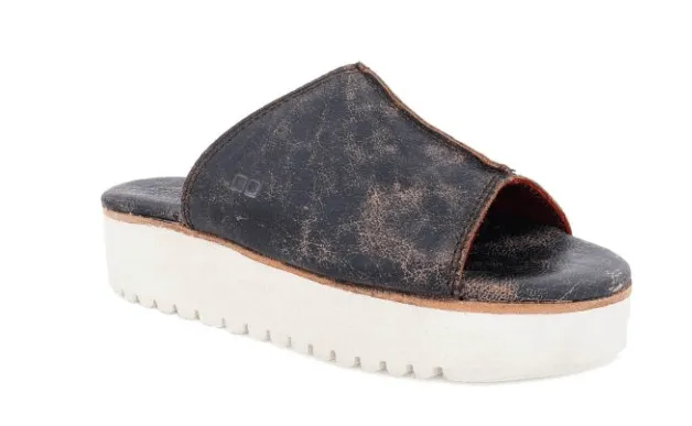 Bed Stu Women's FAIRLEE II Black Lux Leather Slide Sandal F395005