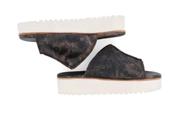Bed Stu Women's FAIRLEE II Black Lux Leather Slide Sandal F395005