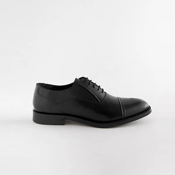 Black Leather Oxford Toecap Shoes