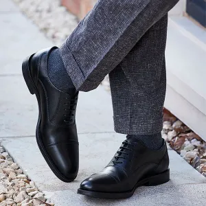 Black Leather Oxford Toecap Shoes