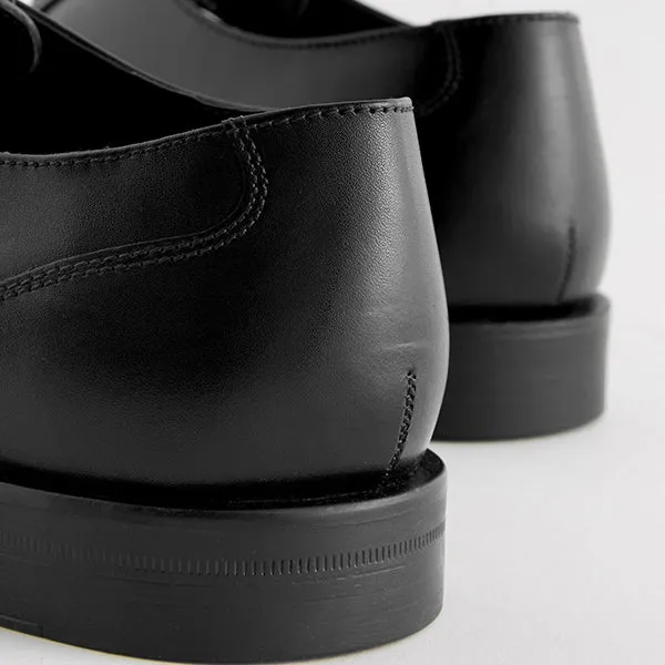 Black Leather Oxford Toecap Shoes