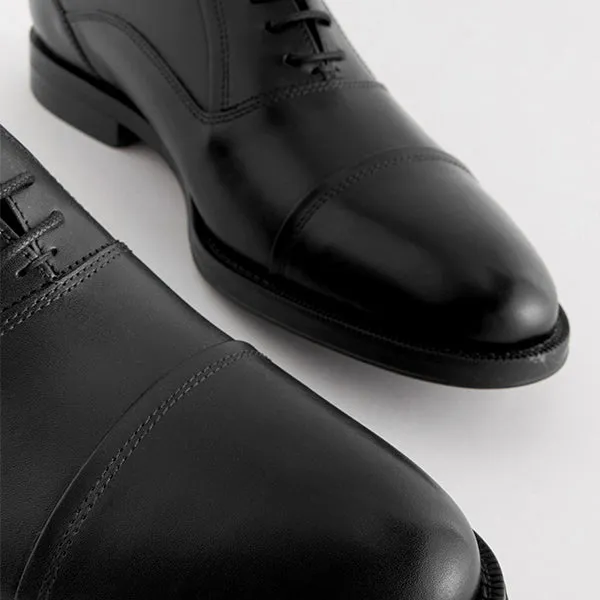 Black Leather Oxford Toecap Shoes