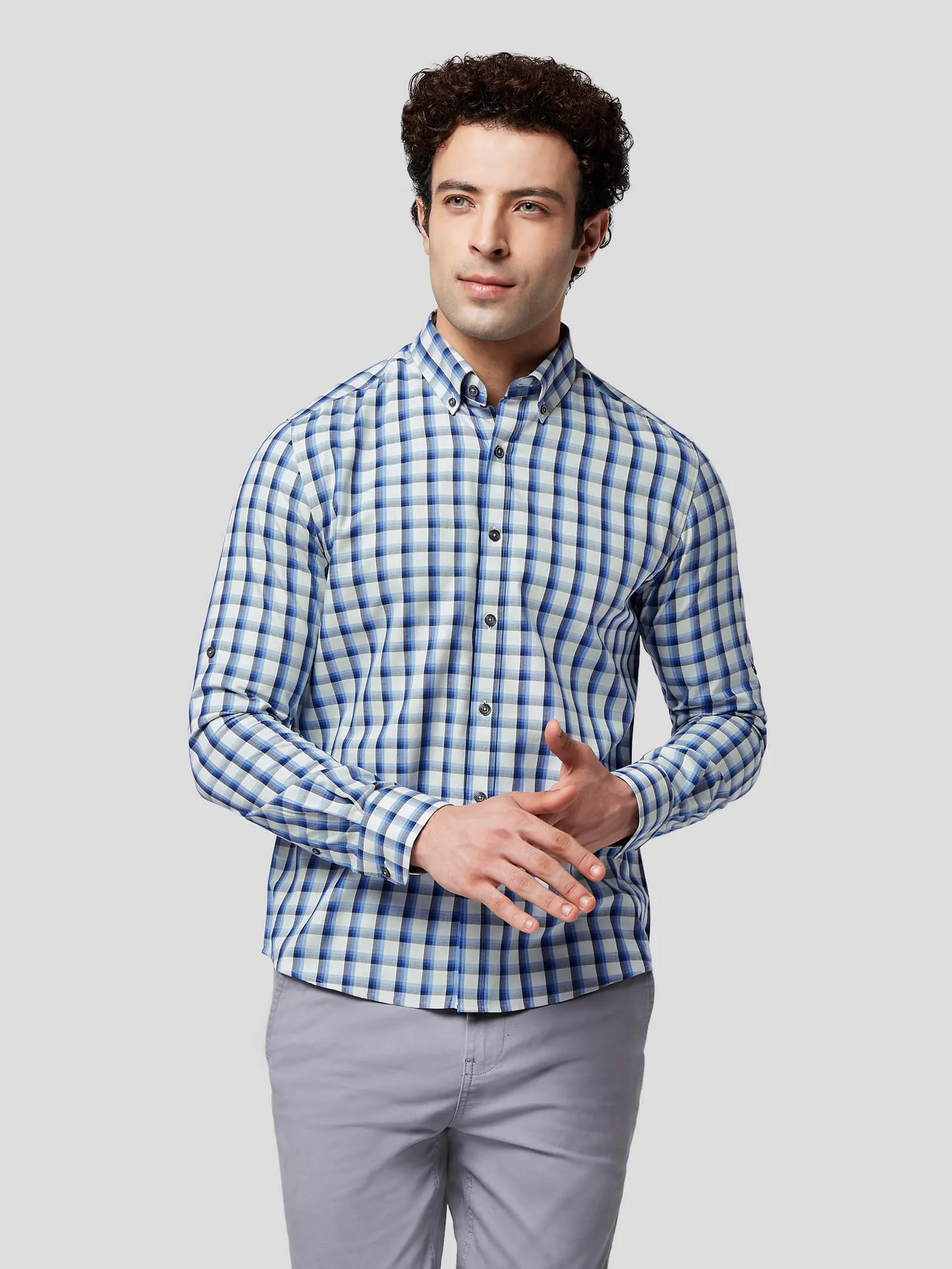 Brio Gradient Blue Check Shirt