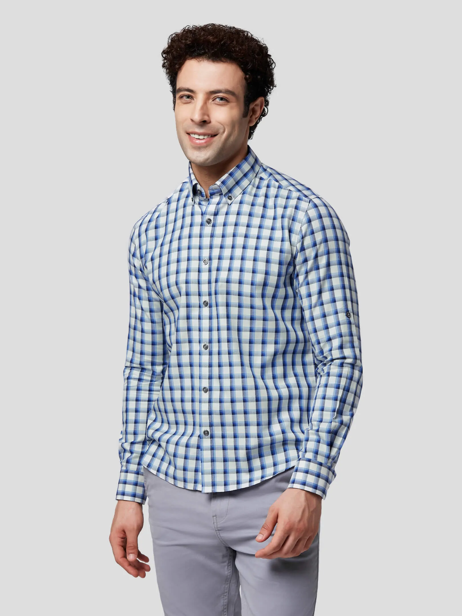 Brio Gradient Blue Check Shirt