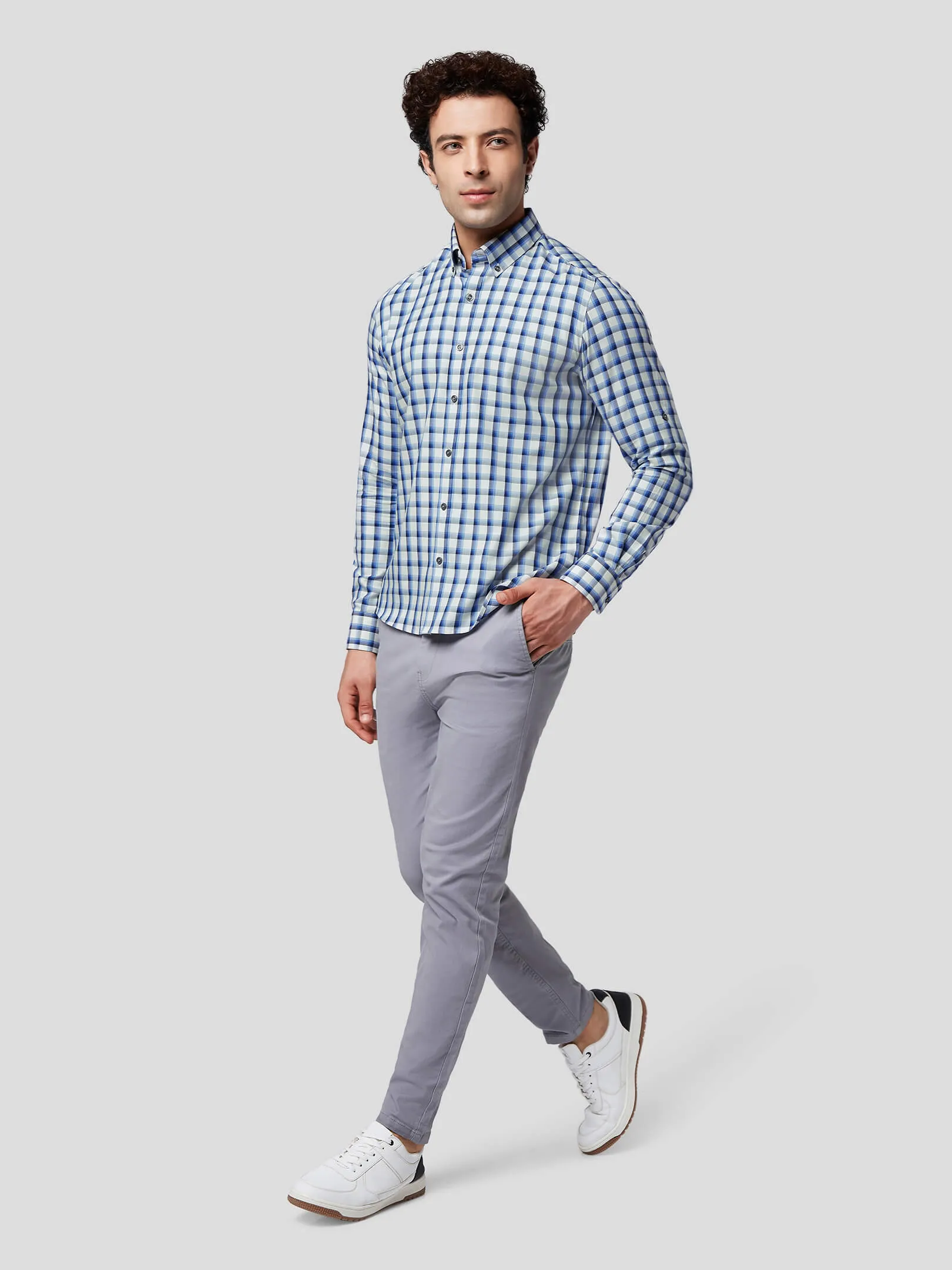 Brio Gradient Blue Check Shirt