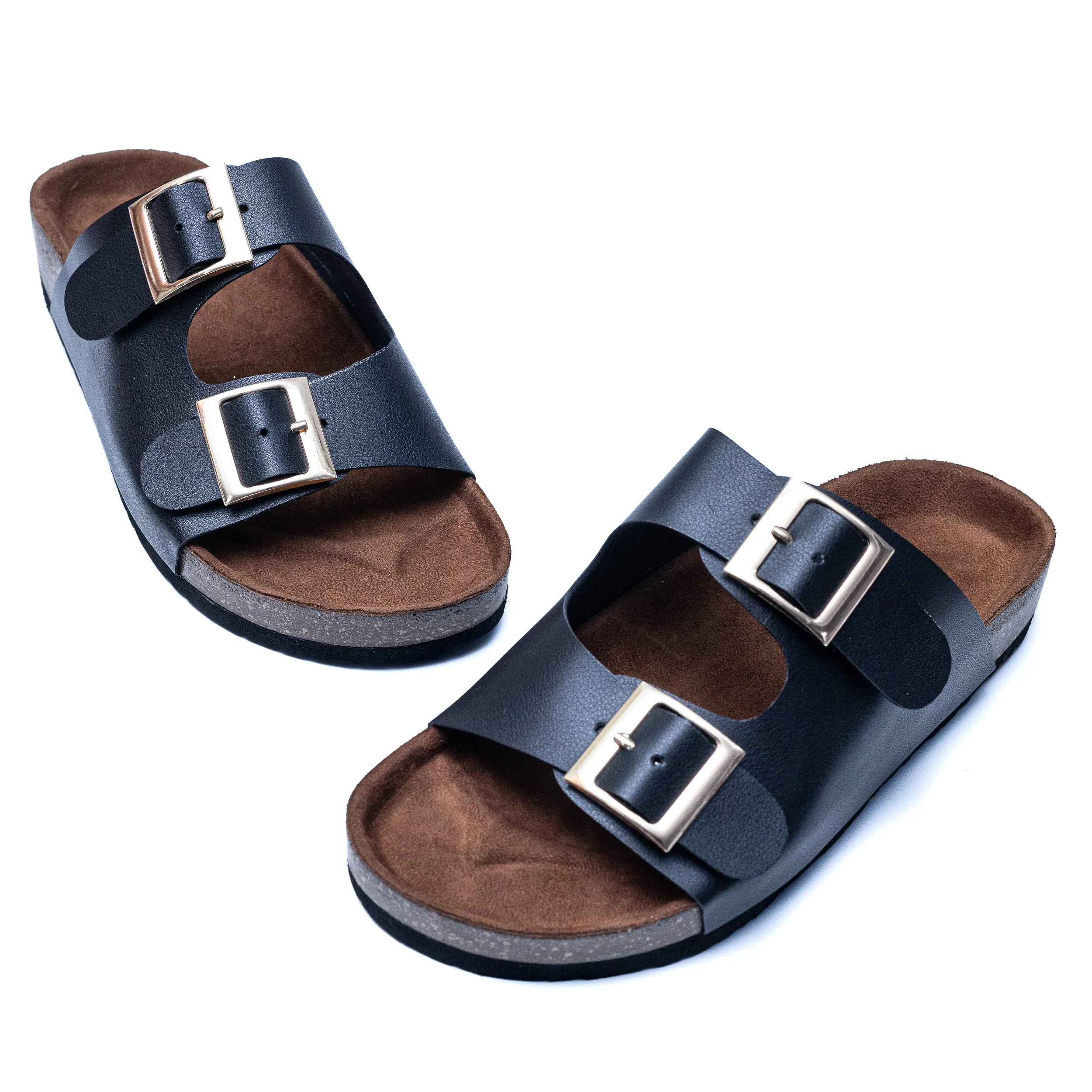 Buckle Strap Sliders - Black