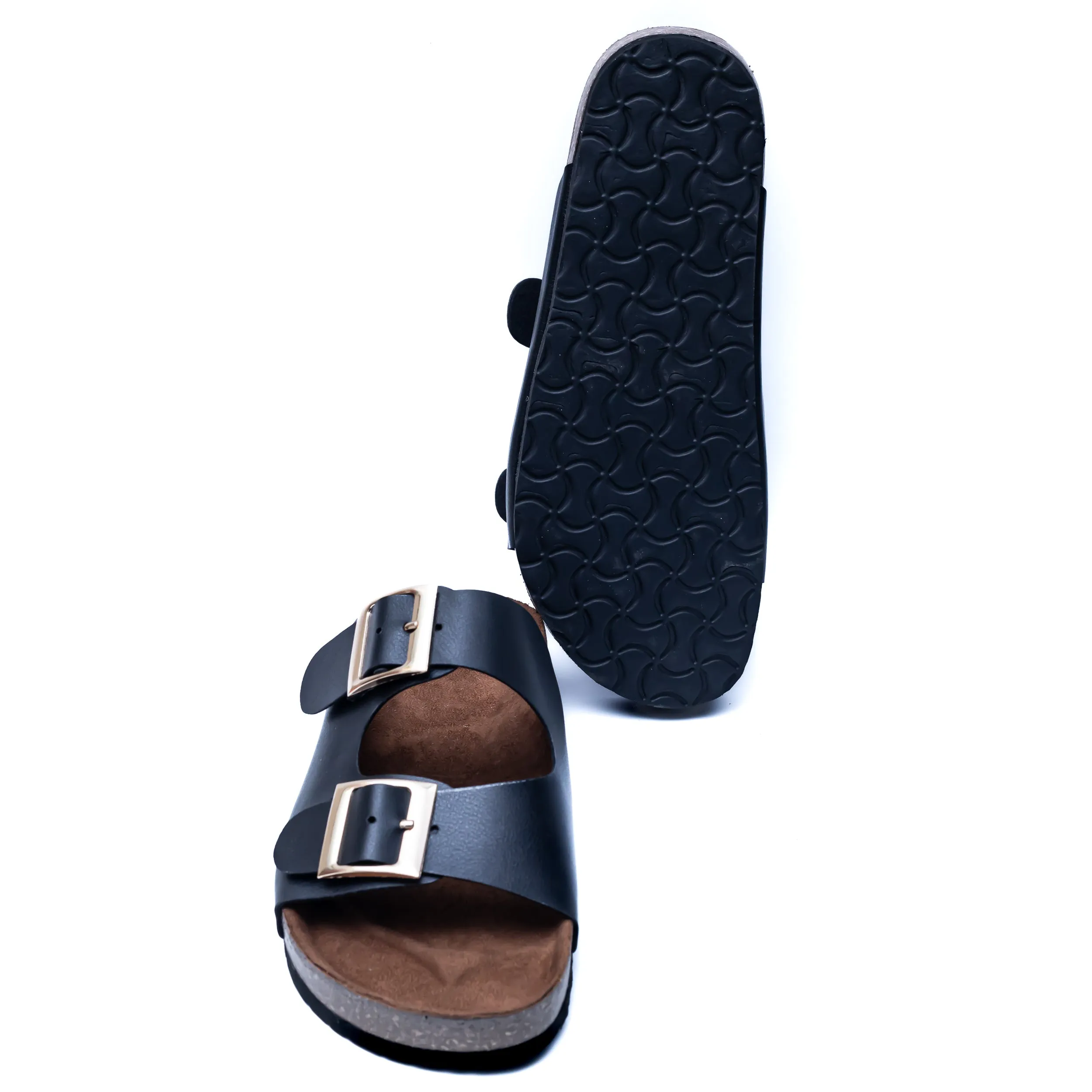 Buckle Strap Sliders - Black