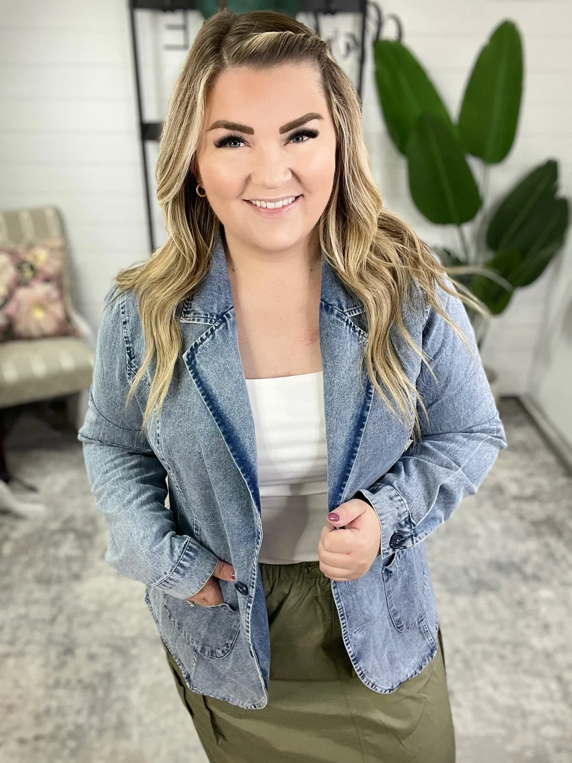 Business Brunch Denim Blazer