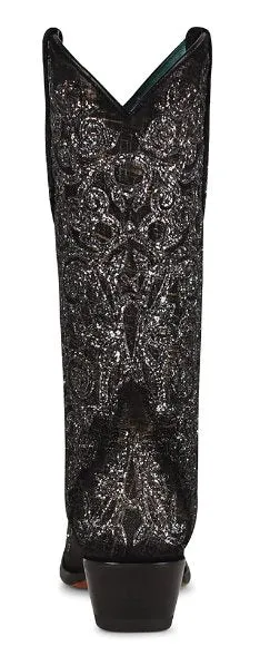 Corral Women's 13" Black Overlay & Embroidery Snip Toe Western Boot