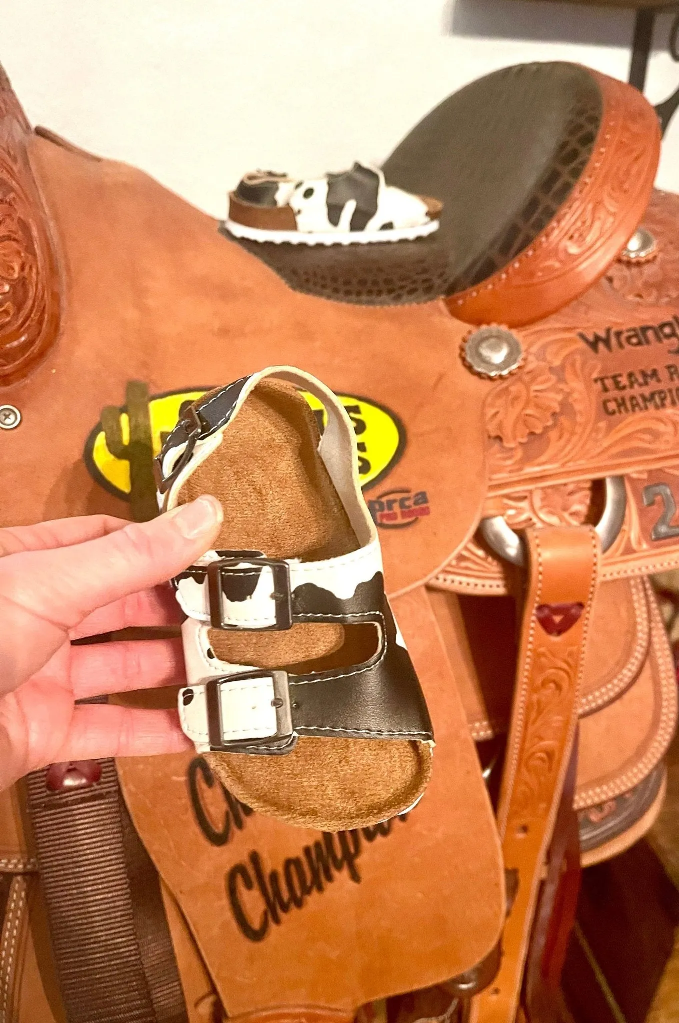 COW PRINT Sandals, kids WESTERN Cow Cork Sandals
