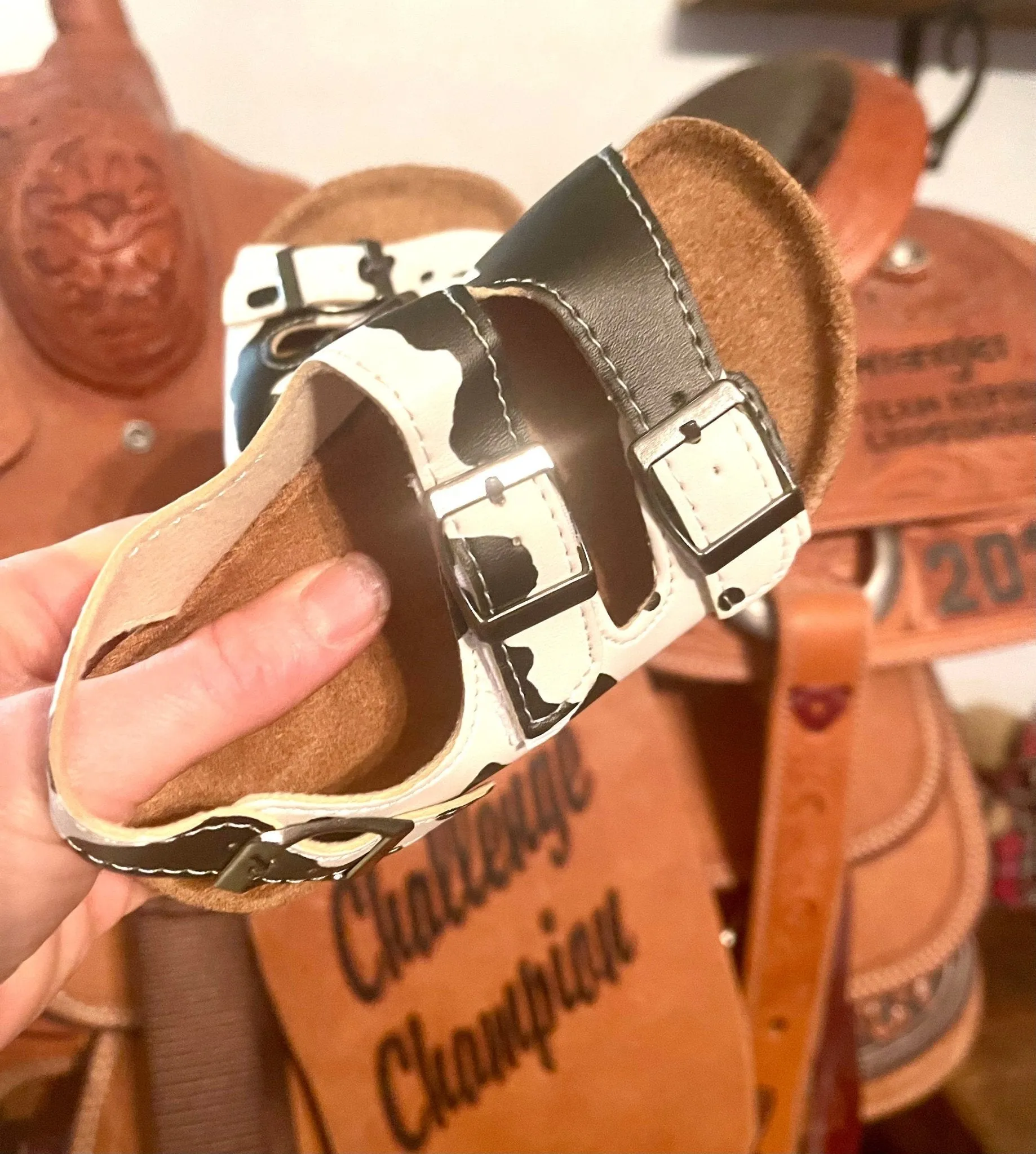 COW PRINT Sandals, kids WESTERN Cow Cork Sandals
