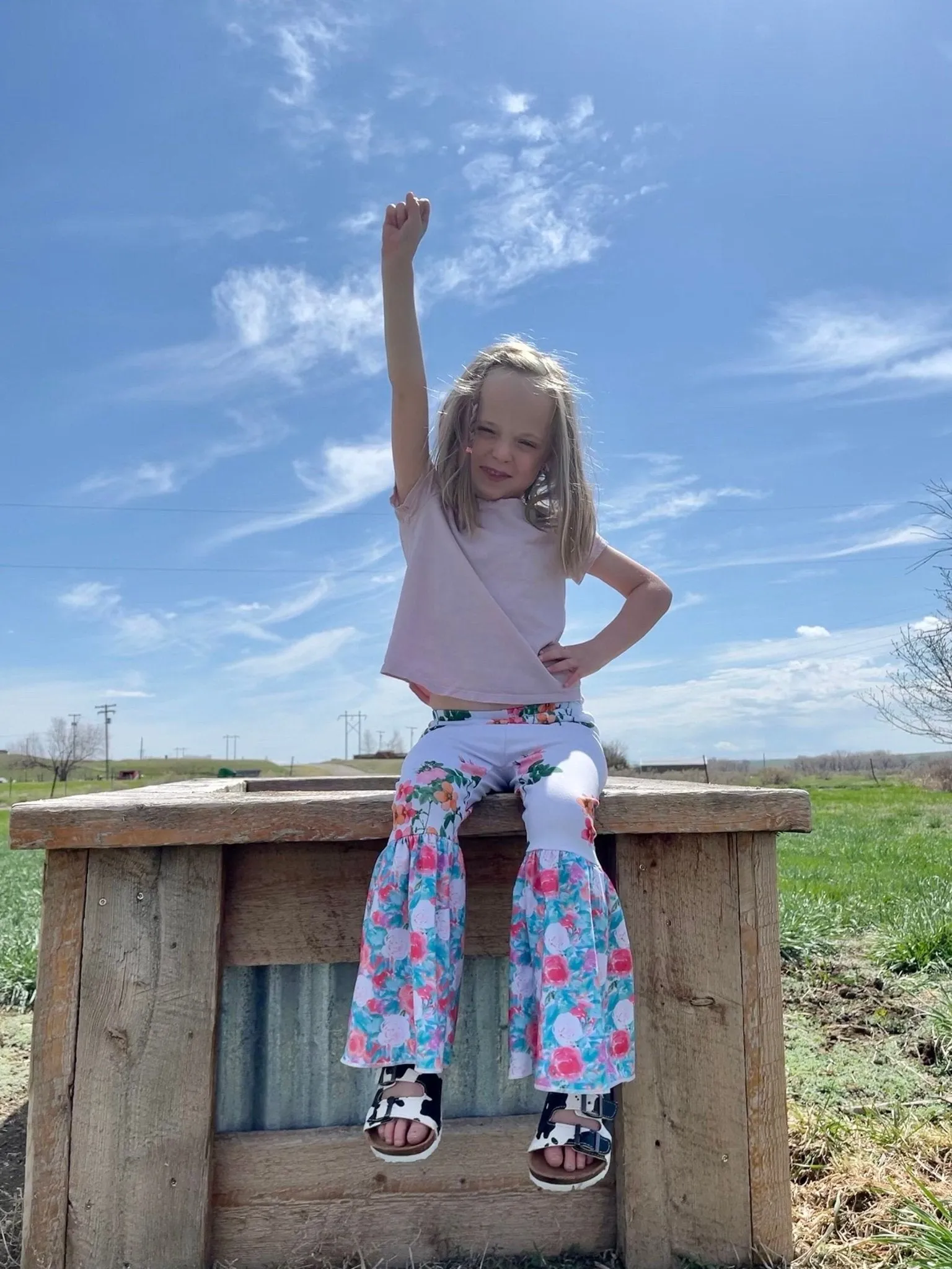 COW PRINT Sandals, kids WESTERN Cow Cork Sandals