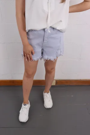 CURVY High Rise Distressed Detail Shorts
