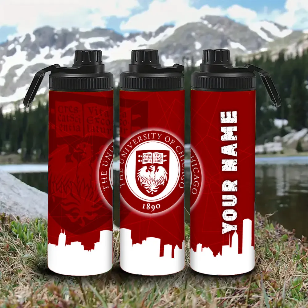 Customized Name University Of Chicago Water Bottle