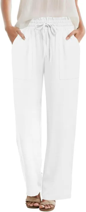 DB MOON Womens Wide Leg Pants Business Casual Outfits Loose High Waist Trouser with Pockets