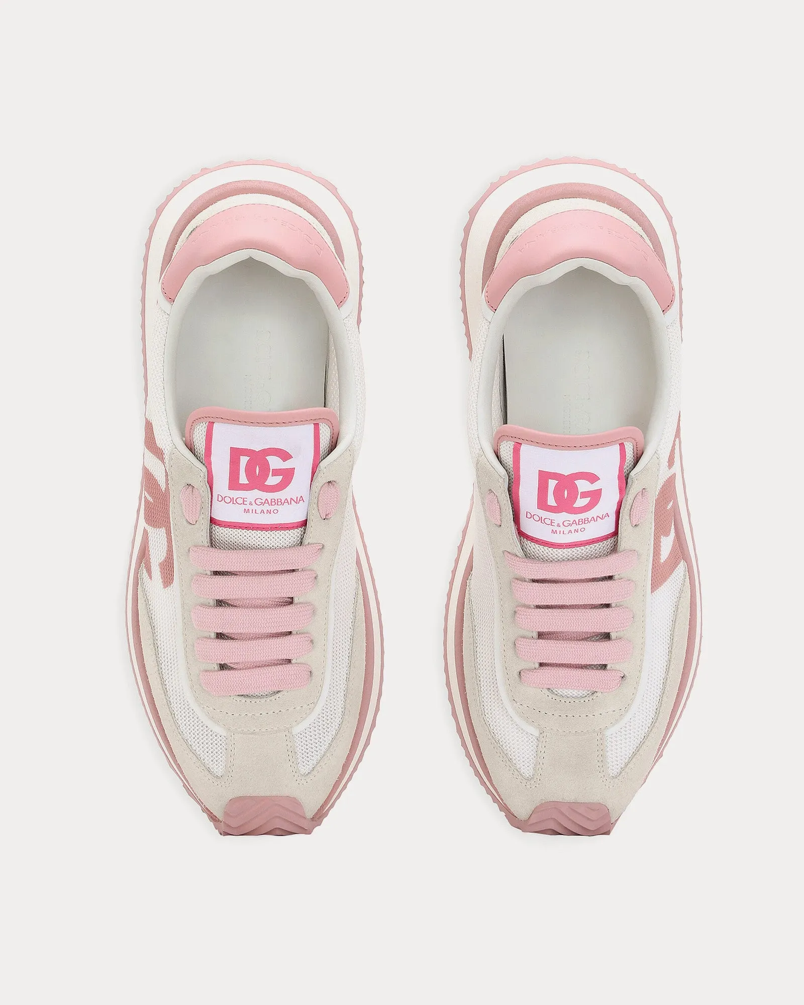 DG Cushion Mixed Material Pink Low Top Sneakers