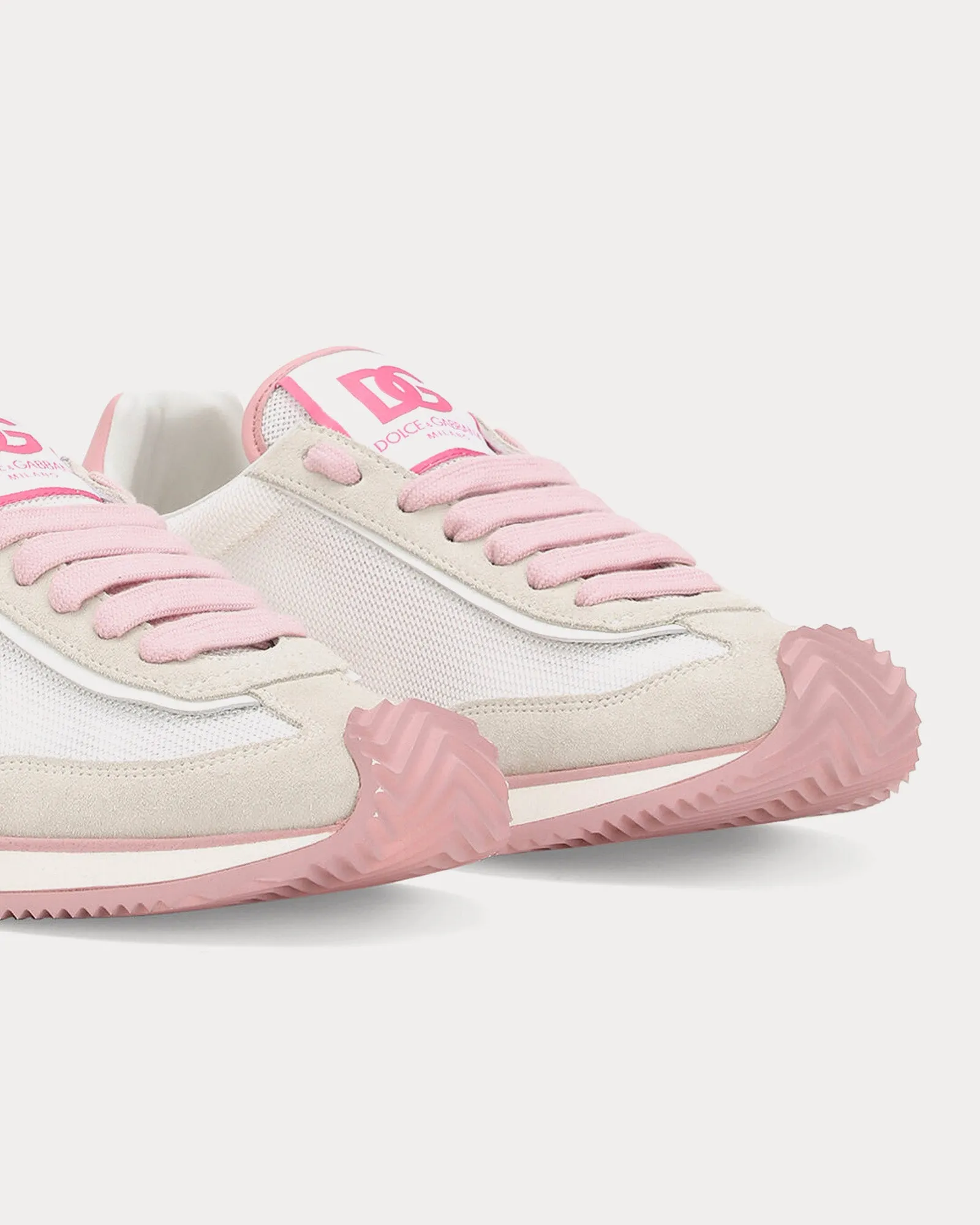 DG Cushion Mixed Material Pink Low Top Sneakers
