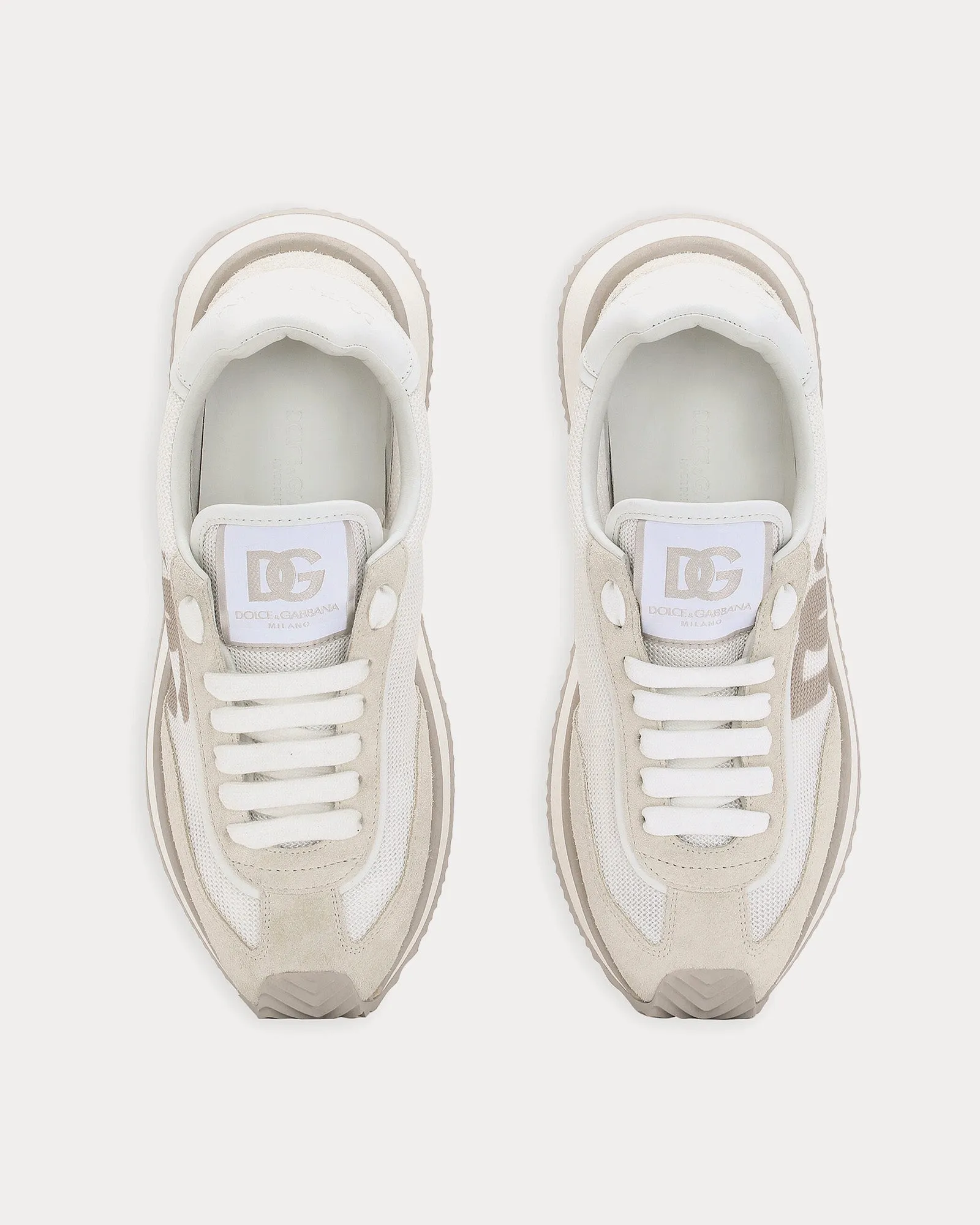 DG Cushion Mixed Material White Low Top Sneakers