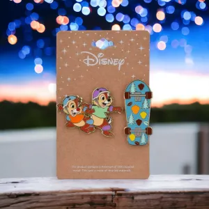 Disney Chip & Dale Skateboarding Enamel Pin Set