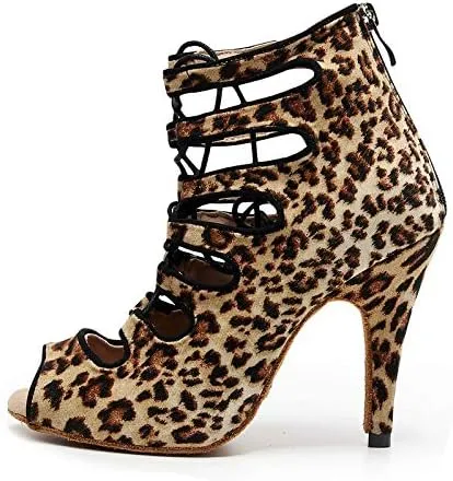 DKZSYIM Women's Latin Dance Shoes,Lace-up Salsa Party Wedding Ankle Boot Sandals,Model YCL361