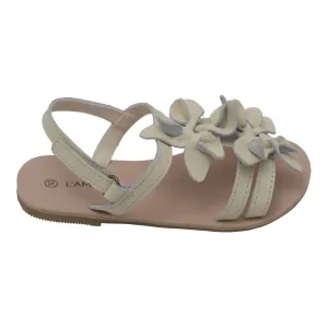 Girls Cream Flower Blossom Accent Strap Sandals 7-10 Toddler