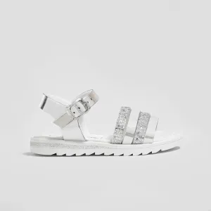 Girl's Silver Glitter Mirror Sandals
