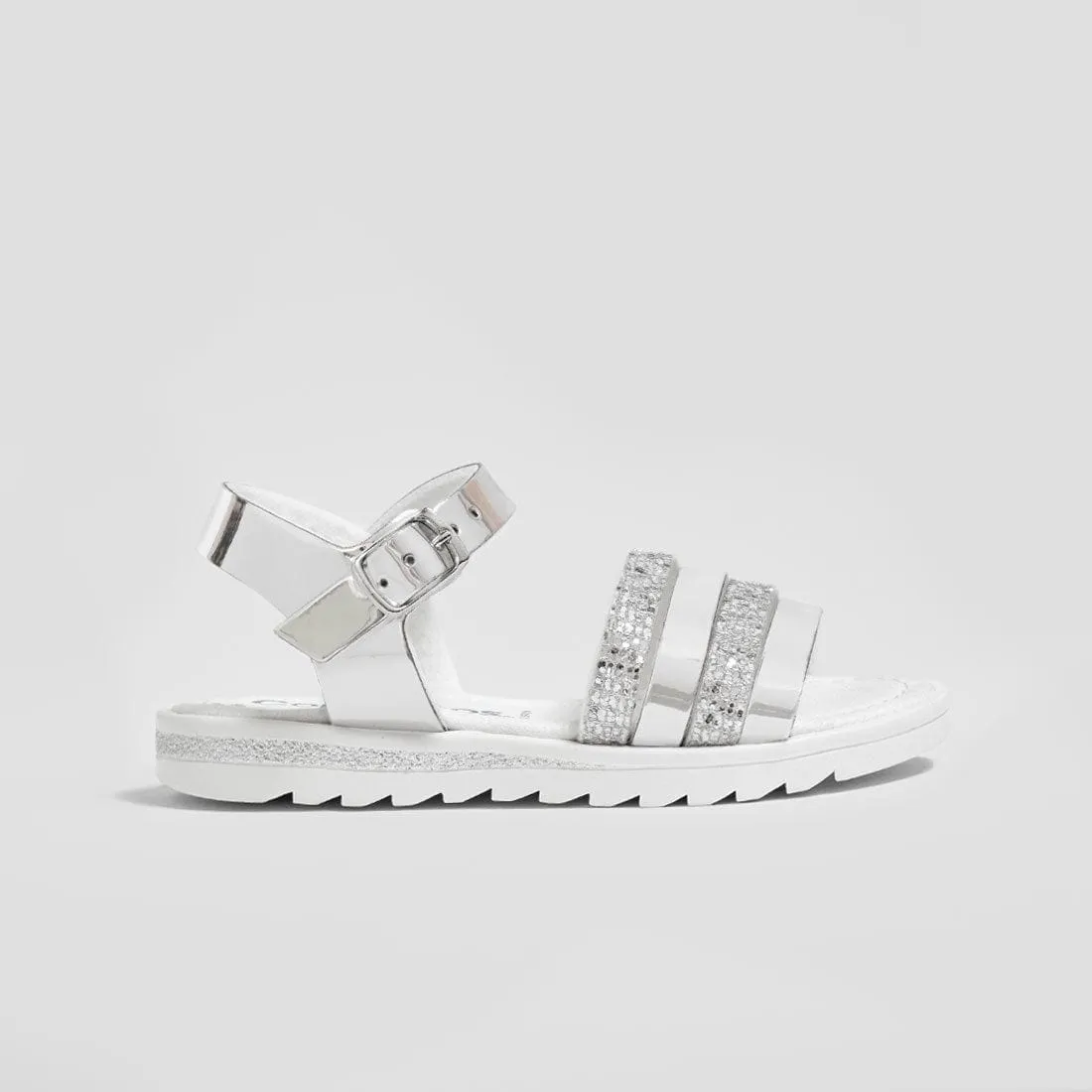 Girl's Silver Glitter Mirror Sandals