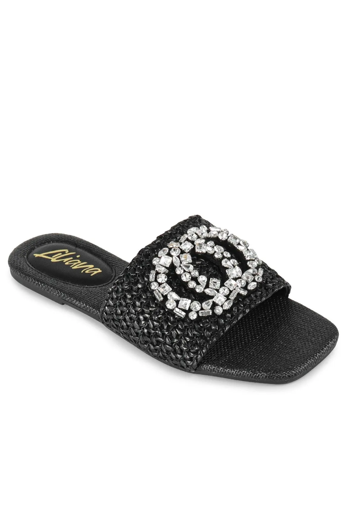 Glamour Gemstone Slides (Black)