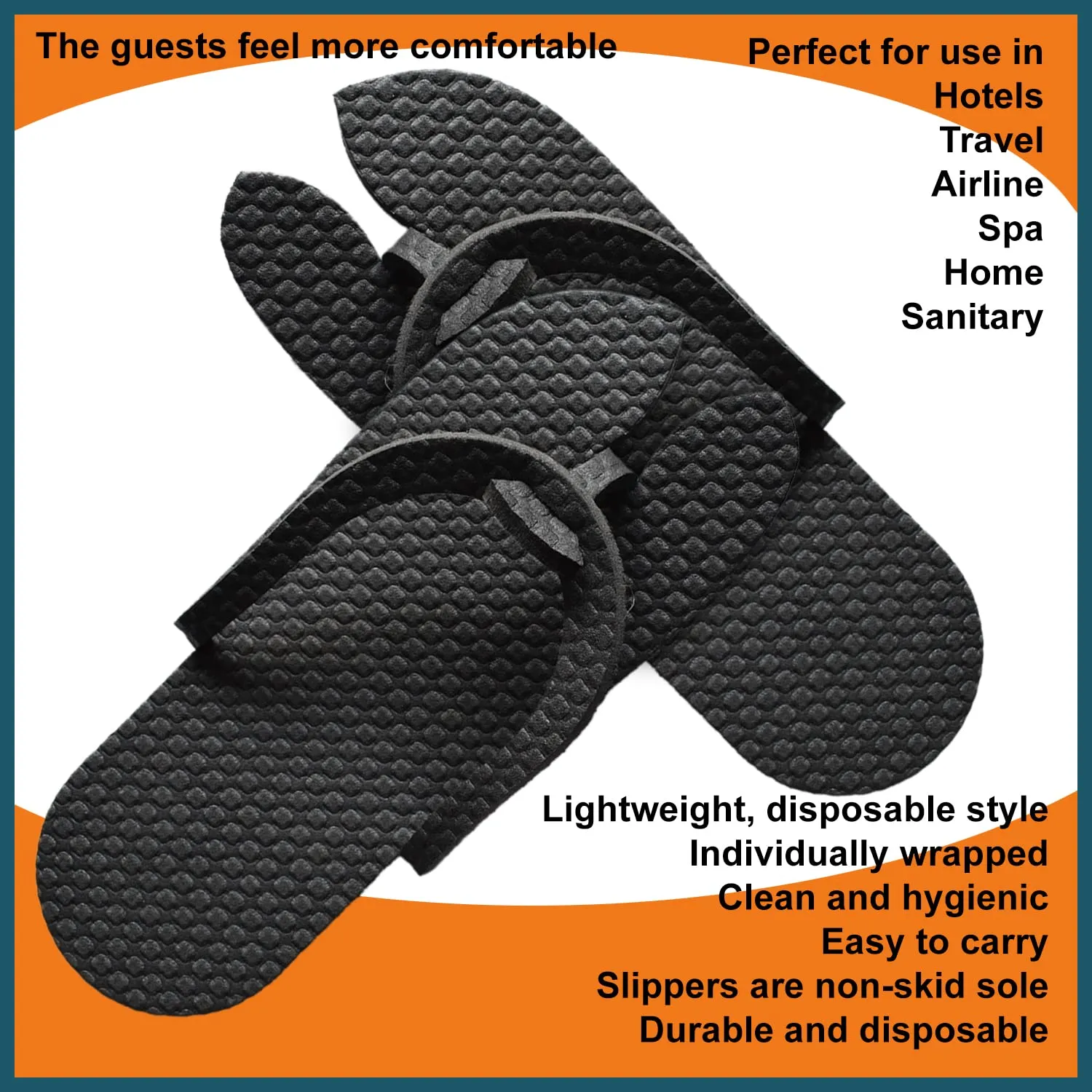 Heart Home Rubber Bathroom Slipper for Men & Women 2 Pair (Black) 54HH4213.
