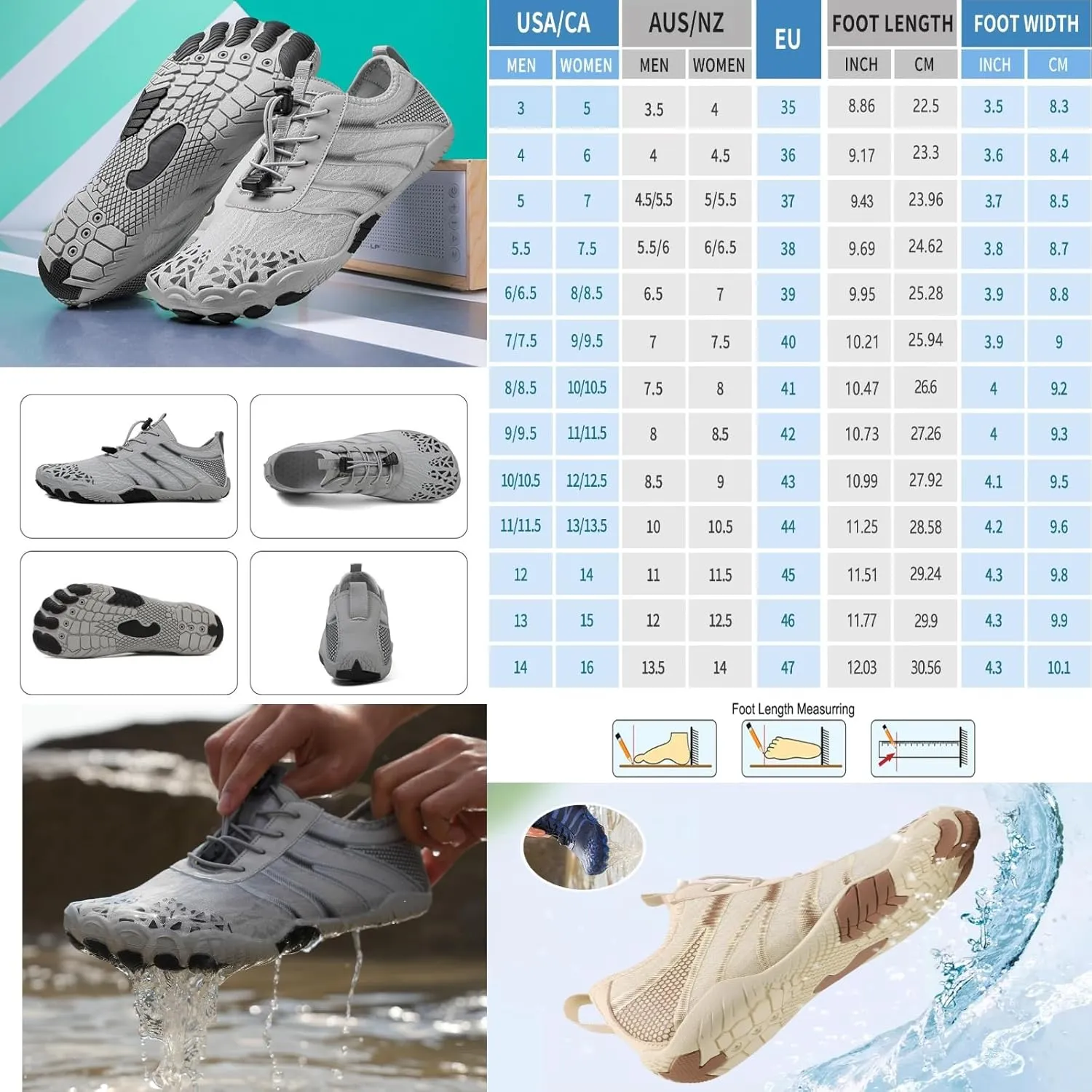 Hike Barefoot Shoes Womens,New Barefoot Footwear, Non-Slip Water Shoes,Breathable & Non-Slip Athletic Footwear,Wide Toe with Hike