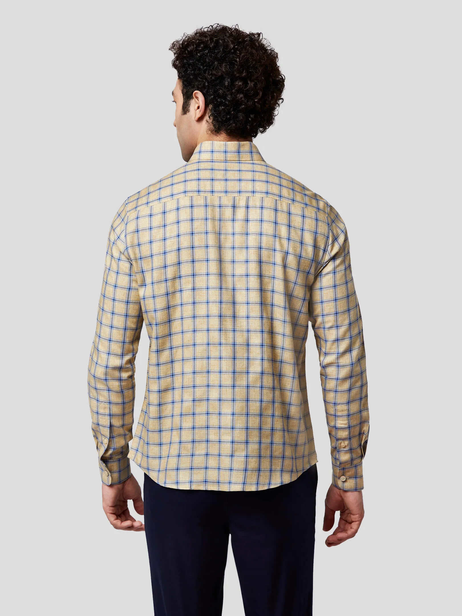 Indulge Beige-Blue Check Shirt