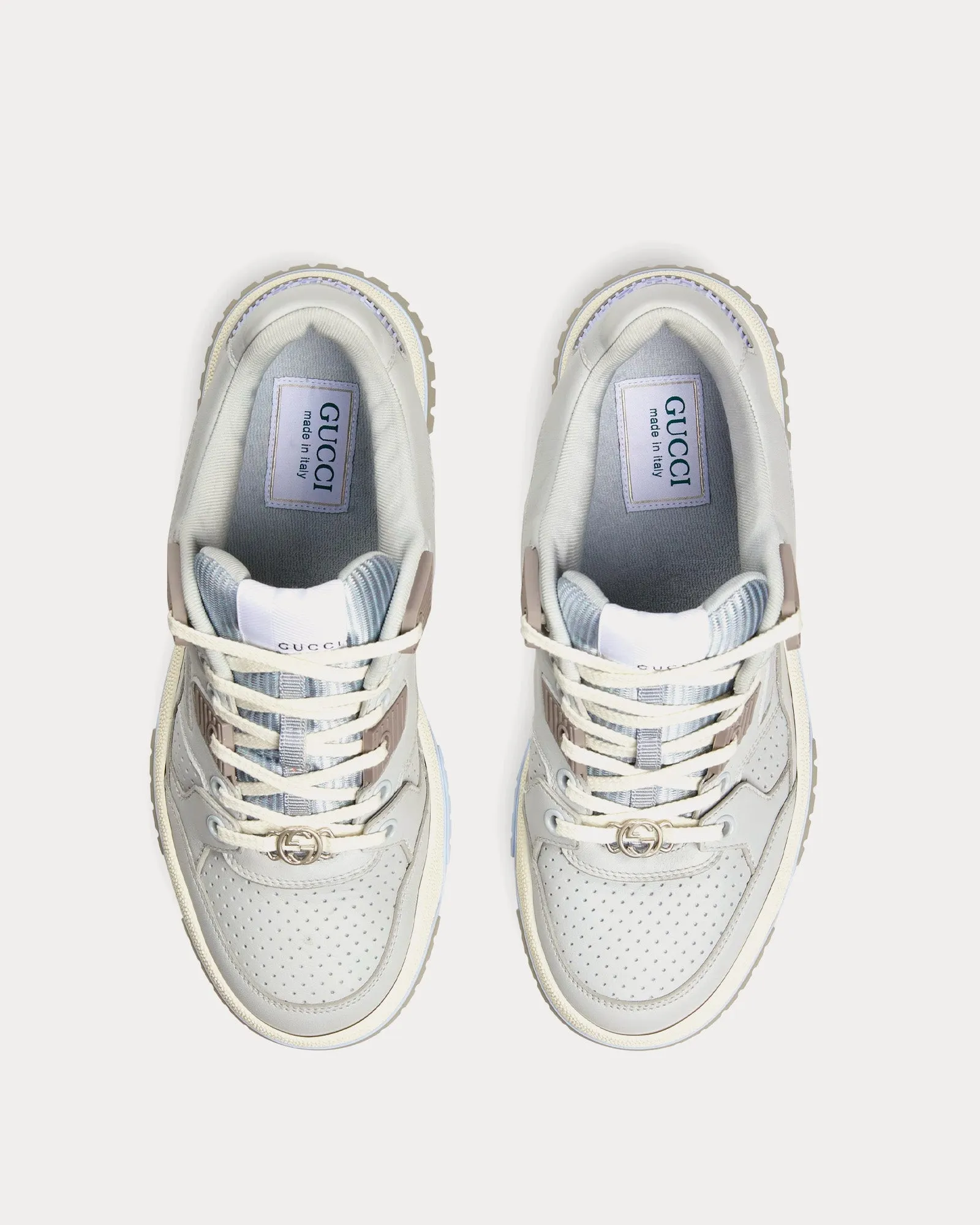 Interlocking G Leather Light Grey Low Top Sneakers