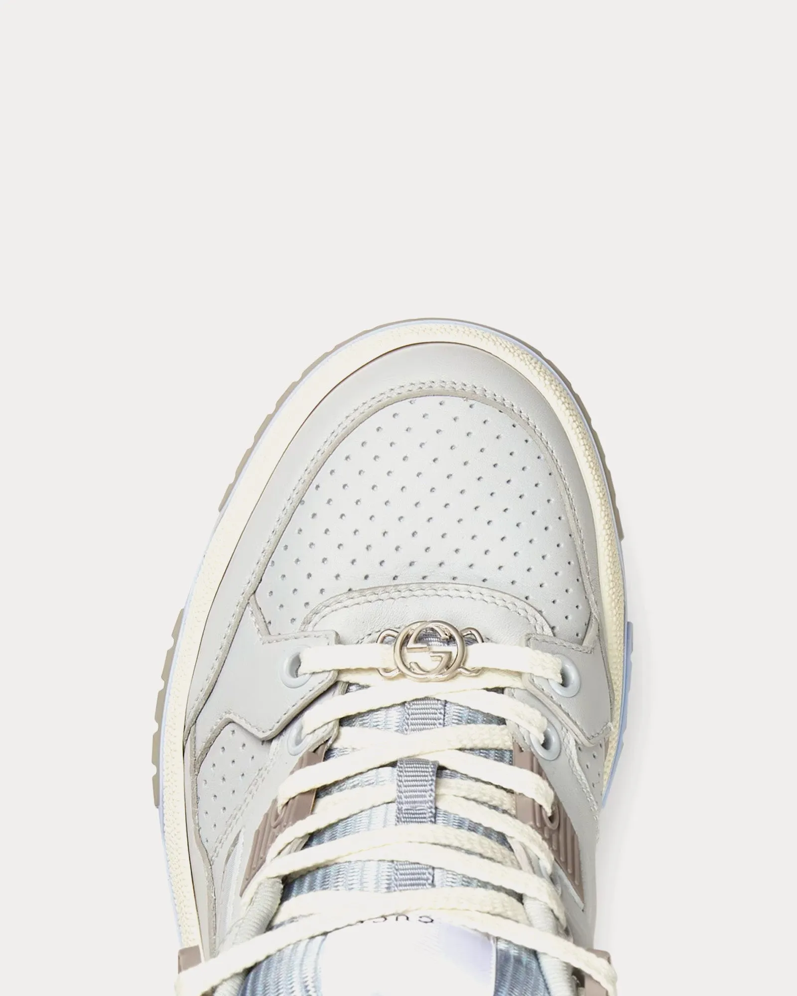 Interlocking G Leather Light Grey Low Top Sneakers
