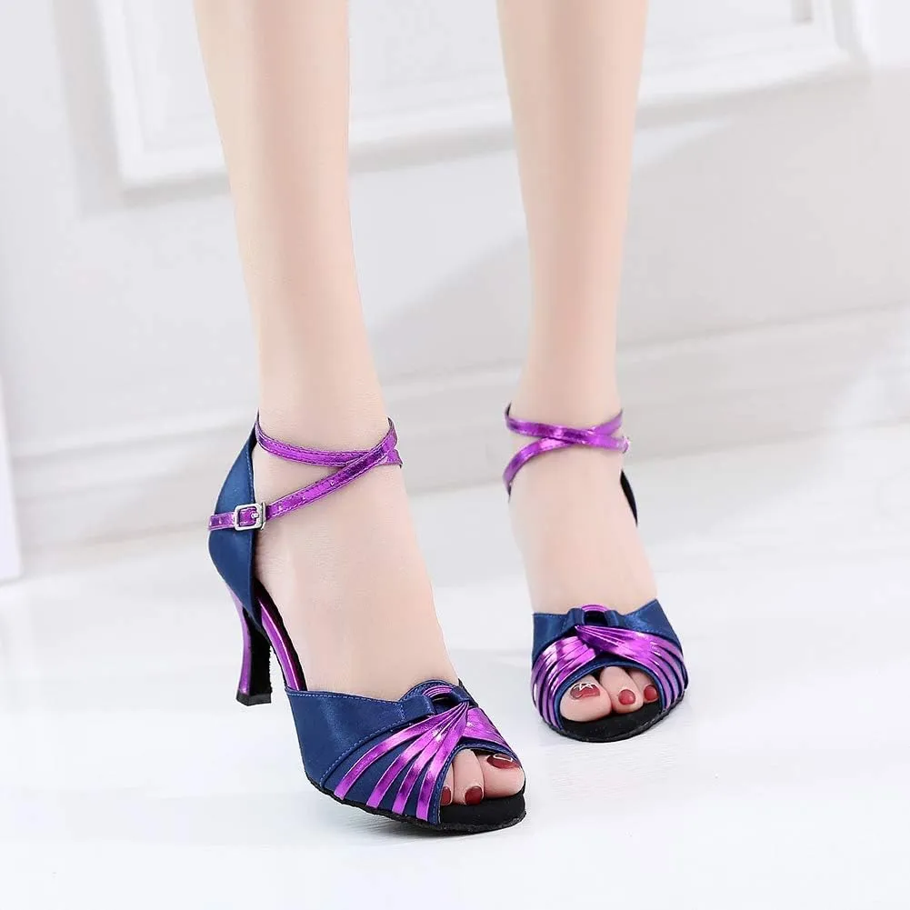 JUODVMP Women's Ballroom Latin Modern Dance Shoes Salsa Performance Wedding Party Tango Dancing Shoes,Model QJW5002