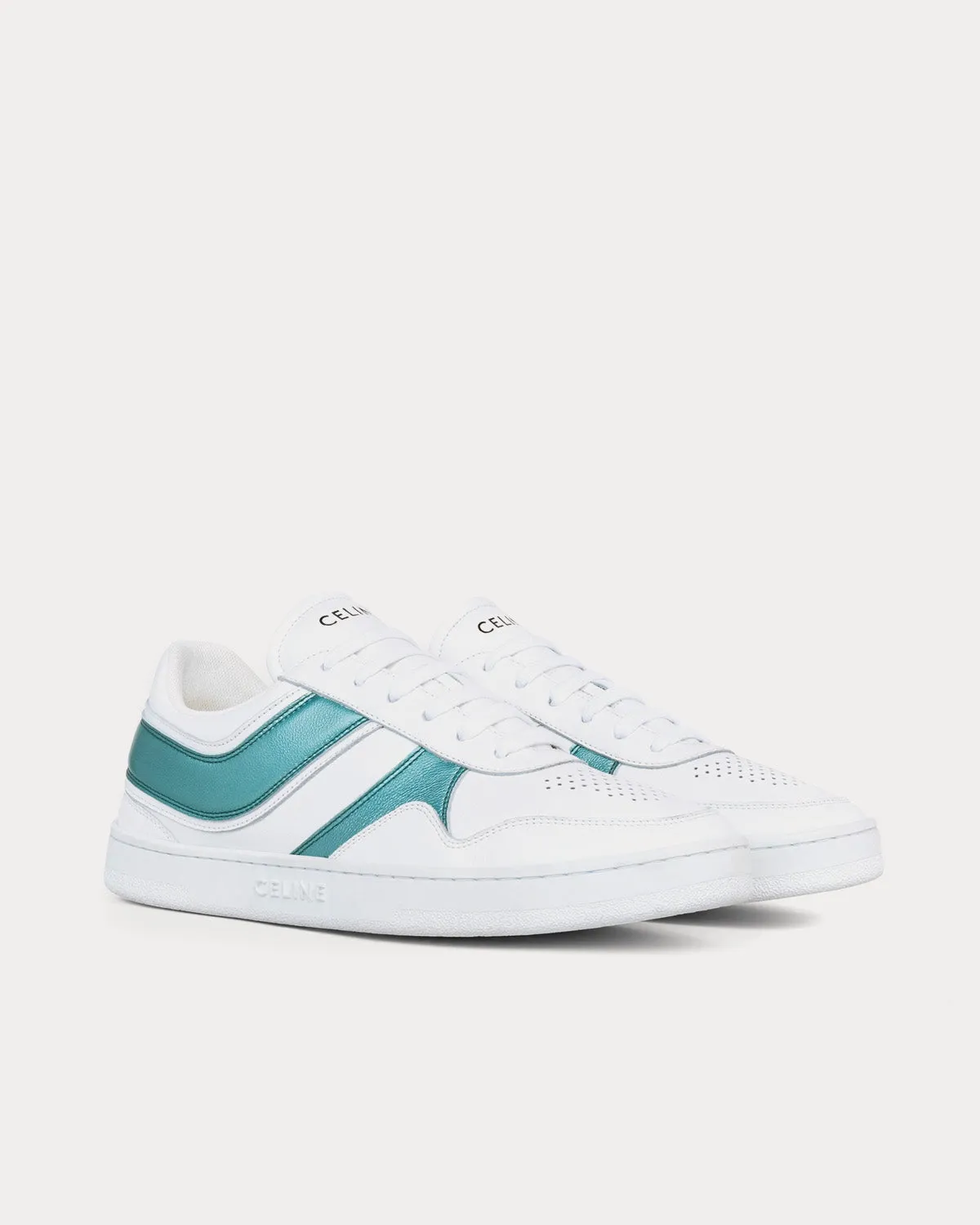 Lace-Up Optic White / Light Blue Low Top Sneakers