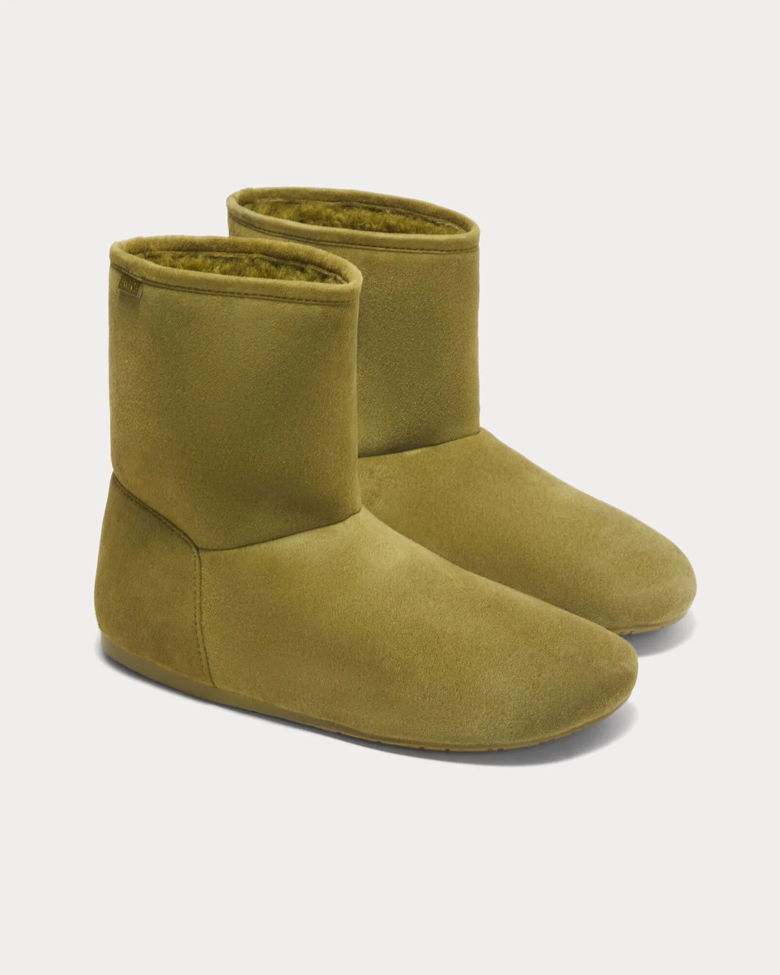 Lago Suede & Shearling Olive Green Boots