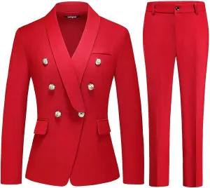 Lamgool Womens Suits 2 Piece Set Shawl Lapel Jacket and Pants Business Casual Outfits