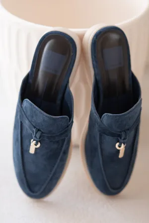 Lasail Flats in Navy Suede