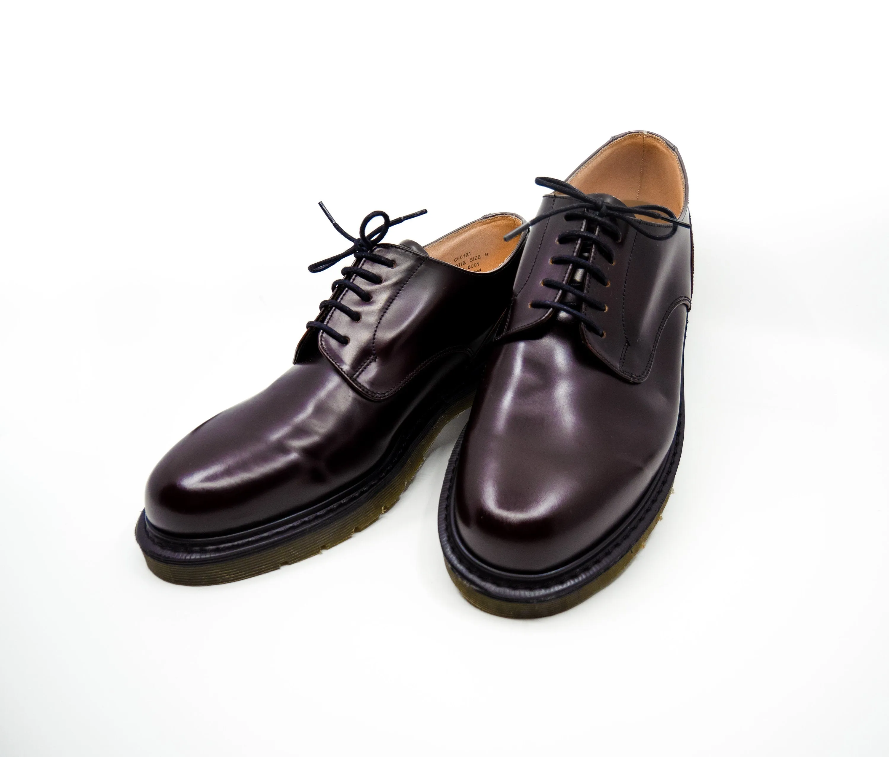 Loake Burgundy Shoes, Made in England, Classic Leather Gibson 5 Eyelet / 861