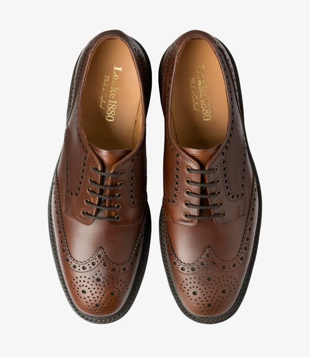 LOAKE CHESTER BROWN DERBY BROGUE RUBBER SOLE F-MEDIUM