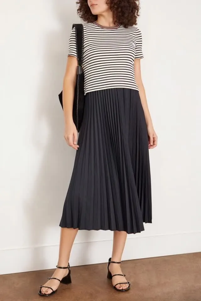 Logan Dress in White/Black/Black Multi