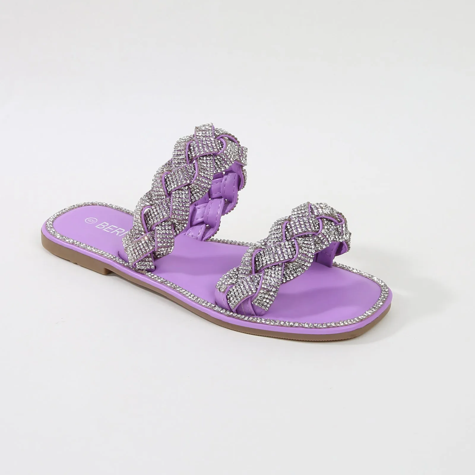 Maddy Rhinestone Braided Slide Sandals