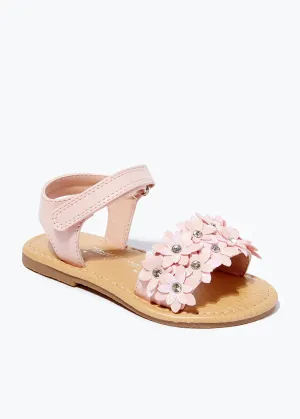 MATALAN-Girls Pink 3D Flower Sandals