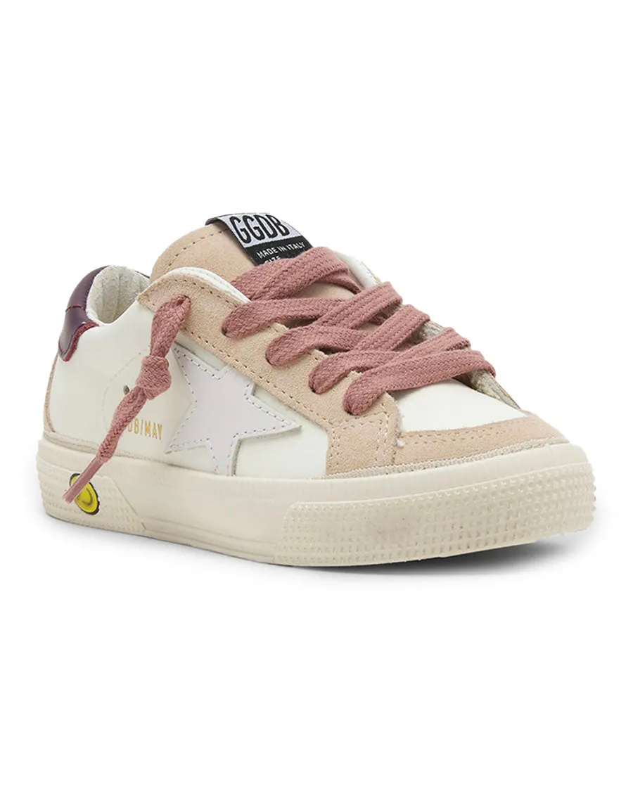 May Two Toned Leather Sneakers - Light Pink/White