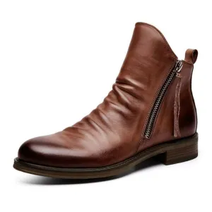 Men Leather Boots 2020 Fashion High-top Tassel Zip PU Leather Shoes Size 48