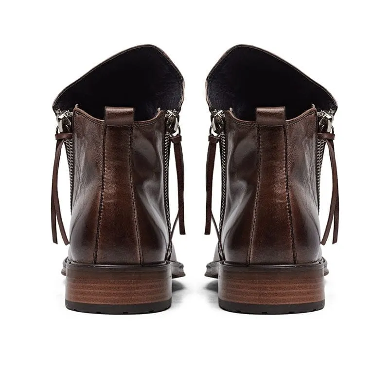Men Leather Boots 2020 Fashion High-top Tassel Zip PU Leather Shoes Size 48
