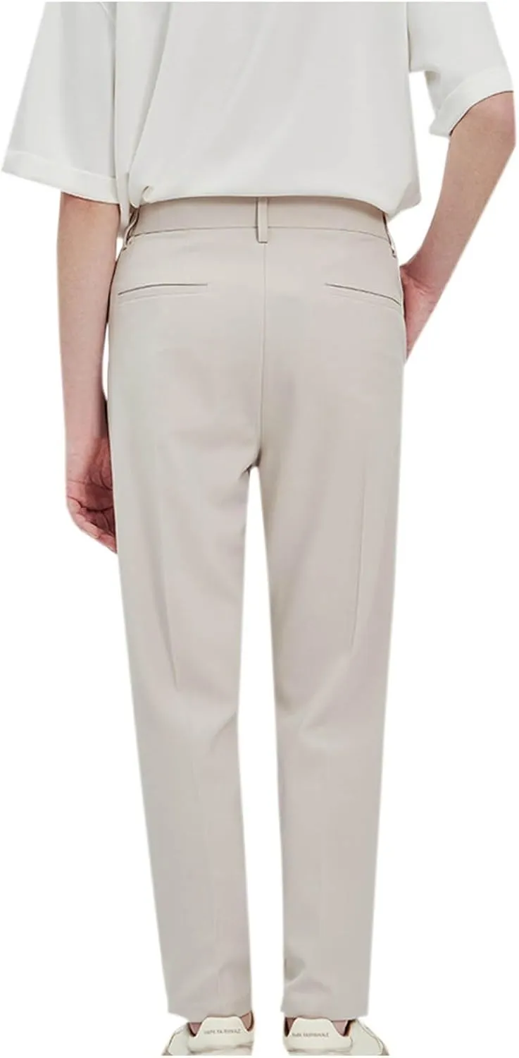 Men's Dress Pants Slim Fit Business Casual Office Trousers Stylish Straight Leg Bottoms for Work