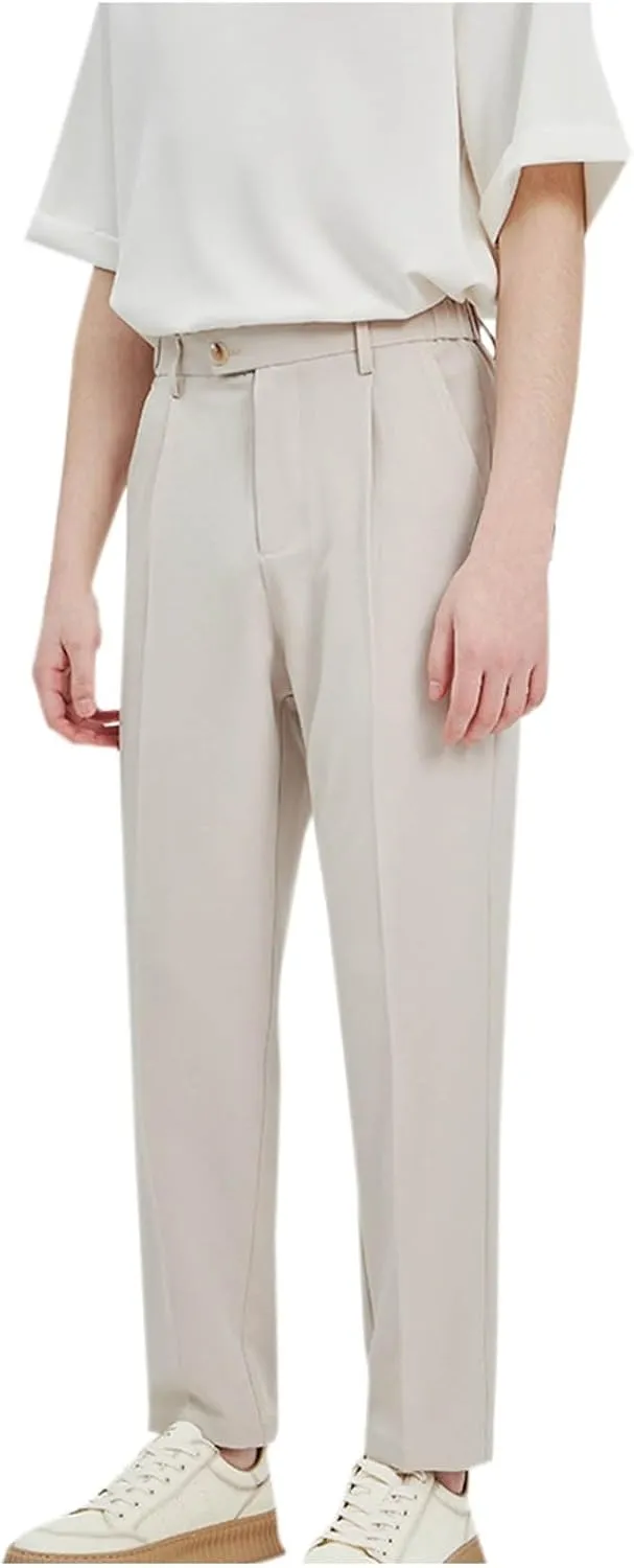Men's Dress Pants Slim Fit Business Casual Office Trousers Stylish Straight Leg Bottoms for Work